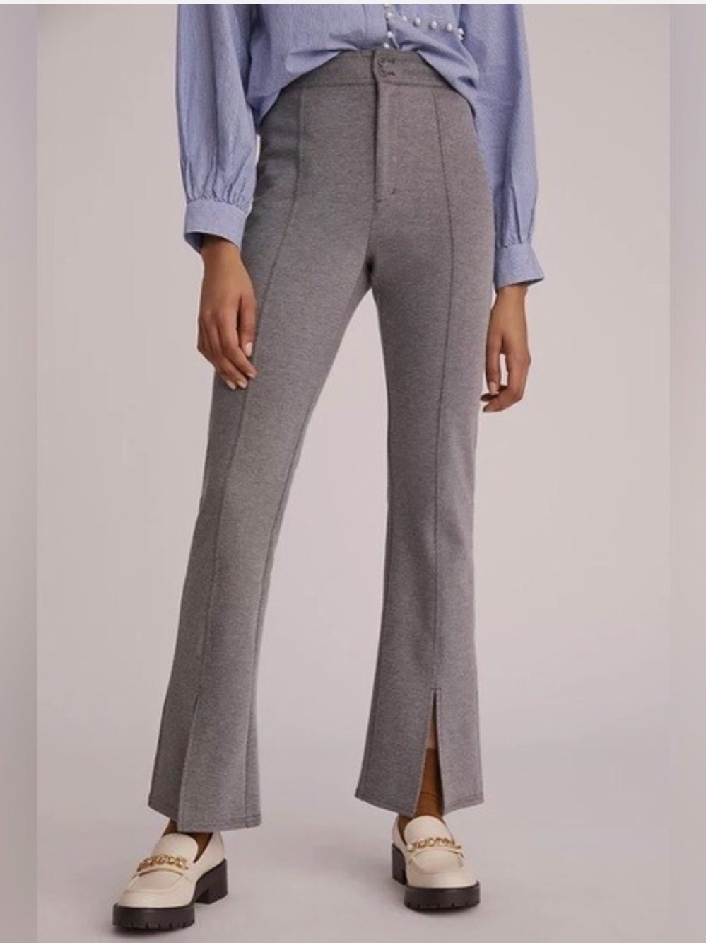 Maeve Gray Knit Flared Sweatpants - Picture 5 of 8